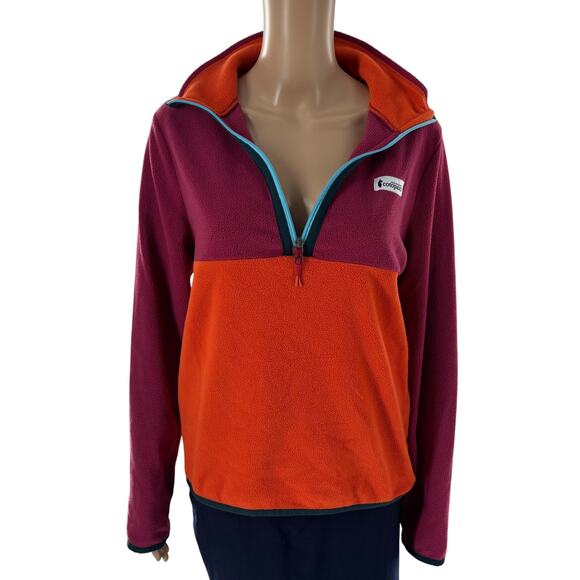 Cotopaxi Raspberry Pink Canyon Orange Amado Quarter Zip Fleece Pullover - Picture 7 of 12